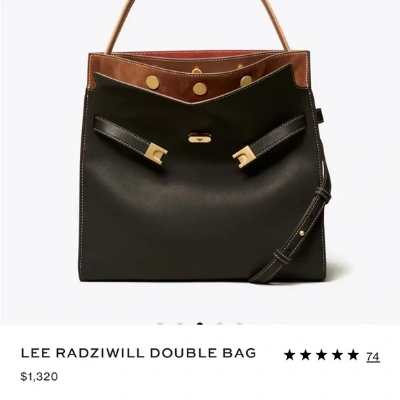 Tory Burch Lee Radziwill Black and Brown Shoulder Bag - Picture 3 of 14